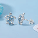 925 Sterling Silver Earrings with Enamel CZ in White Gold, 1.0x0.9cm for Women-4