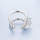 925 Sterling Silver Hoop Earrings with Pavé Setting CZ in White Gold-3