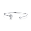 925 Sterling Silver Bracelet with Pavé Setting CZ, Inner Diameter 550mm, 2.0mm Wide, Unisex-2