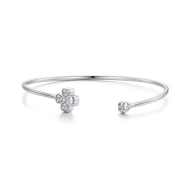 925 Sterling Silver Bracelet with Pavé Setting CZ, Inner Diameter 550mm, 2.0mm Wide, Unisex - 0