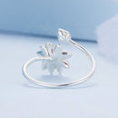 925 Sterling Silver Adjustable Flower Ring for Women-3