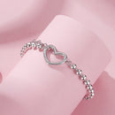 925 Sterling Silver 16+5cm White Gold Plated Heart Bracelet for Women-2