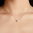 925 Sterling Silver & Moissanite Necklace, 40+5cm Length, White Gold Plated, Women's Jewelry-6