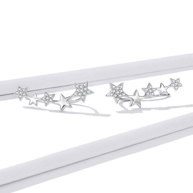 925 Sterling Silver Earrings with Plated Platinum and Pavé Setting CZ - 0