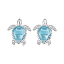 925 Sterling Silver & Brass Transparent Glass CZ Earrings 1.3*1.2cm for Women-1
