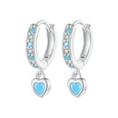 925 Sterling Silver Earrings with Synthetic Turquoise and CZ - White Gold Plated-3
