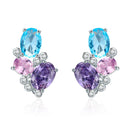 925 Sterling Silver Earrings with Transparent Glass, 1.6*1.1cm for Women-1