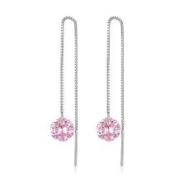 925 Sterling Silver Earrings with 0.8cm Main Stone and CZ for Women - 0