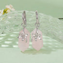 925 Sterling Silver Earrings with Natural Crystal and White Gold Plating-2