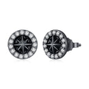 925 Sterling Silver Black Gold Plated Pavé CZ Earrings with Enamel for Women-1