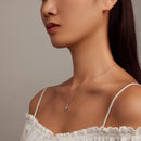 925 Sterling Silver Necklace with Pavé Setting CZ - Adjustable Length, Platinum Plated - Women's Jewelry-7
