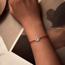 925 Sterling Silver Adjustable Length Bracelet with CZ and Glass Pendant for Women-9