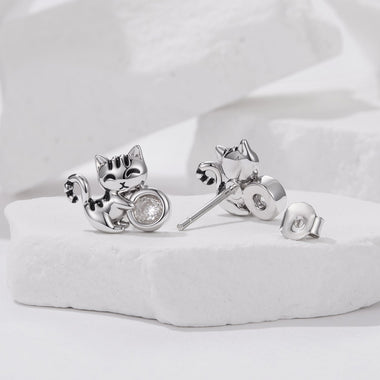 925 Sterling Silver Brass White Gold Plated Earrings with CZ for Women - 0