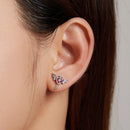 925 Sterling Silver Oxidized Pavé Setting CZ Earrings-6