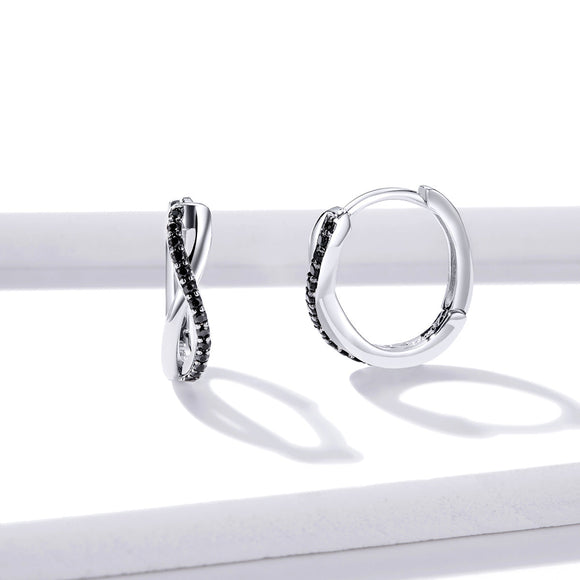 925 Sterling Silver Earrings 1.3*0.4cm with Pavé Setting CZ for Women