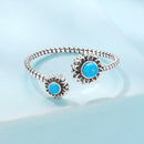 925 Sterling Silver Synthetic Turquoise Ring for Women - Oxidized Silver, Width: 0.12cm, Size: 0.5-0.7cm-3