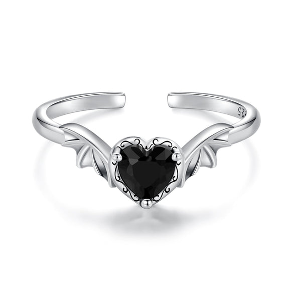 925 Sterling Silver Oxidized Pendant CZ Ring