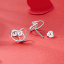 925 Sterling Silver White Gold Plated Pavé Setting CZ Earrings-2