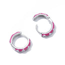 925 Sterling Silver Enamel CZ Earrings for Women, 1.2*0.3cm, Platinum Plated-3