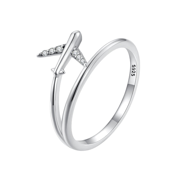 925 Sterling Silver Ring with Pavé Setting CZ, Size 6.0, Oxidized Finish for Women