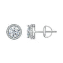 925 Sterling Silver Moissanite 1 Carat Earrings in 10mm Pavé Setting for Women-2