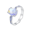 925 Sterling Silver Enamel 10x8mm CZ Ring Size 6 for Women-3