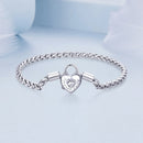 925 Sterling Silver Bracelet with CZ in Pavé Setting, 17.0 Size, Platinum Plated for Women-4