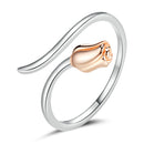 925 Sterling Silver Ring with Rose Gold and Platinum Plating, 0.4*0.6cm for Women-3