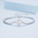 925 Sterling Silver Bracelet with CZ Zircon, 15+6.5cm, Platinum Plated for Women-3