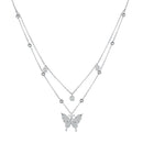 925 Sterling Silver Butterfly Necklace with Pavé Setting CZ, 40cm Length for Women-1