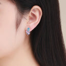 925 Sterling Silver Earrings with Transparent Glass, 1.6*1.1cm for Women-6
