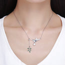 925 Sterling Silver Necklace with Bird and Leaves Design for Women-7