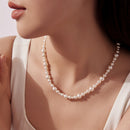 925 Sterling Silver White Gold Plated Necklace with Synthetic Pearls for Women-6