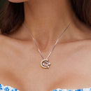 925 Sterling Silver Necklace with Pavé Setting CZ & Plated Gold - 400mm Length-6