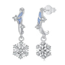 925 Sterling Silver Earrings with Plated White Gold, 2.2*0.7cm, Enamel + Pavé Setting for Women-1
