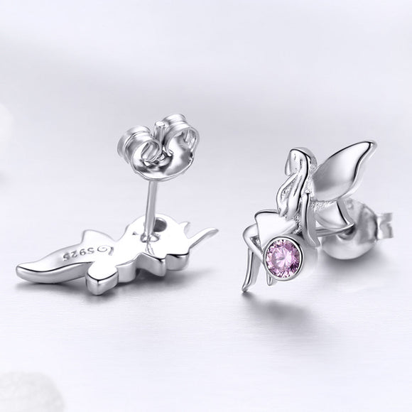 925 Sterling Silver Earrings with Pavé Setting CZ, 1.6*0.7 cm for Women
