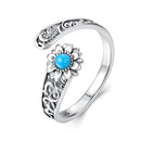 925 Sterling Silver Oxidized Synthetic Turquoise Ring 0.23-0.8cm Women-1
