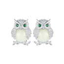 925 Sterling Silver Plated Platinum Luminous Stone Earrings 10*8mm for Women-1