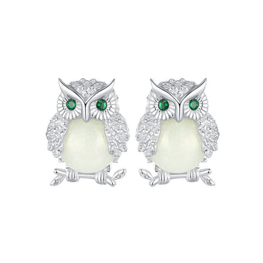 925 Sterling Silver Plated Platinum Luminous Stone Earrings 10*8mm for Women