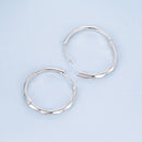 925 Sterling Silver White Gold Plated Hoop Earrings with CZ - 2.0cm-4