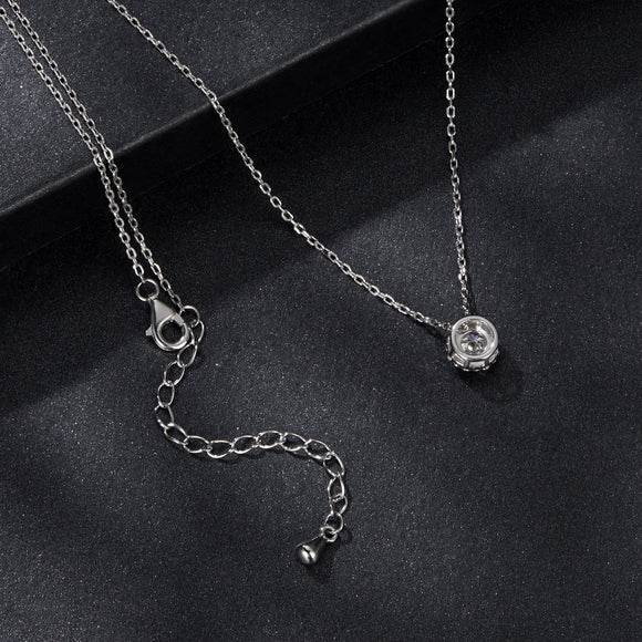 925 Sterling Silver Moissanite Necklace 40+5cm with Pavé Setting for Women