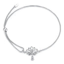 925 Sterling Silver Adjustable Chain Bracelet with White Gold Plating and CZ for Women-1