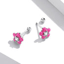 S925 Sterling Silver CZ Pavé Enamel Oxidized Earrings-3