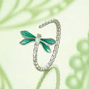 925 Sterling Silver White Gold Plated Opal Enamel Ring-4