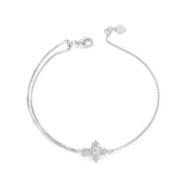 925 Sterling Silver White Gold Plated Bracelet with CZ Pendant 200mm for Women - 0