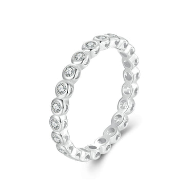 925 Sterling Silver 2mm Moissanite Ring Size 7 for Women - 0