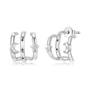 925 Sterling Silver Earrings with Pavé Setting CZ - Oxidized Silver, 1.1cm for Women-1