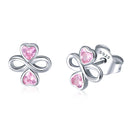 925 Sterling Silver Platinum Plated Pavé Setting CZ Earrings-1