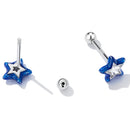 925 Sterling Silver Enamel CZ Stud Earrings in Platinum Plating-4