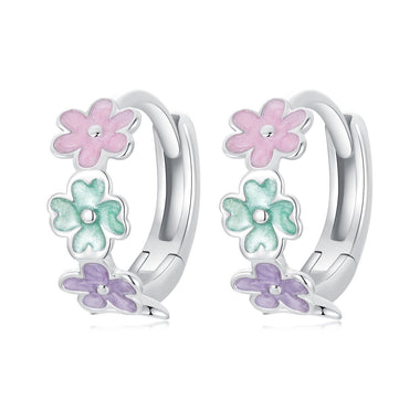 925 Sterling Silver Enamel White Gold Plated Earrings for Women - 0